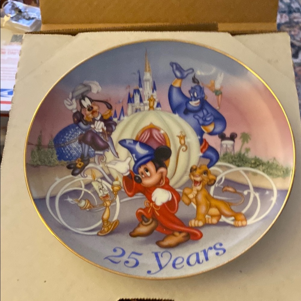 Disney 25th Anniversary Plate with Red and Blue Accents
